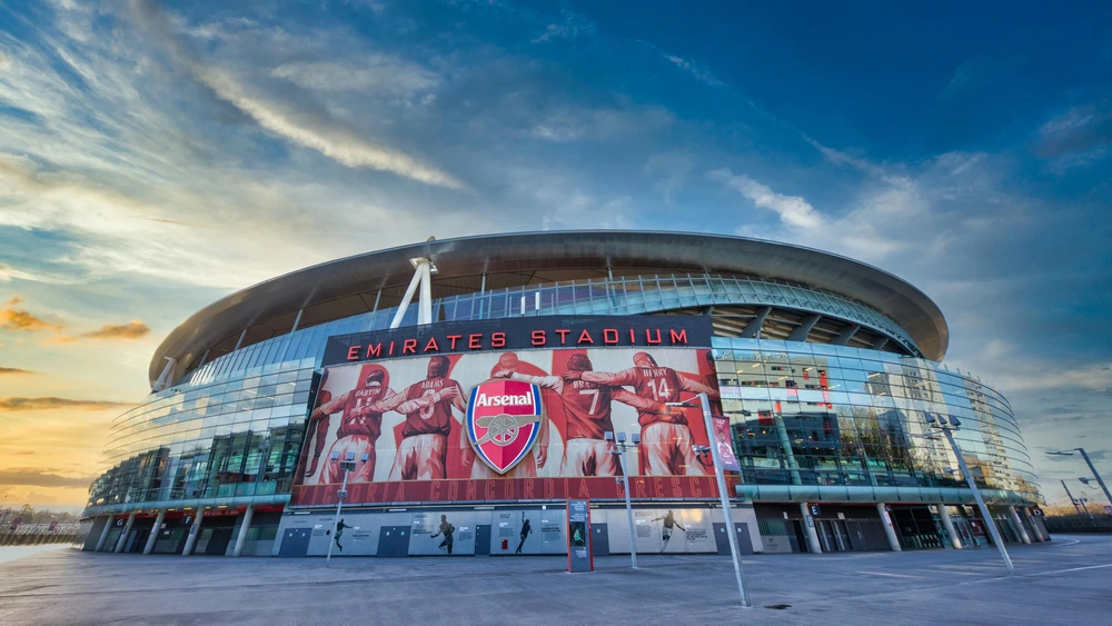 Arsenal players in first half action