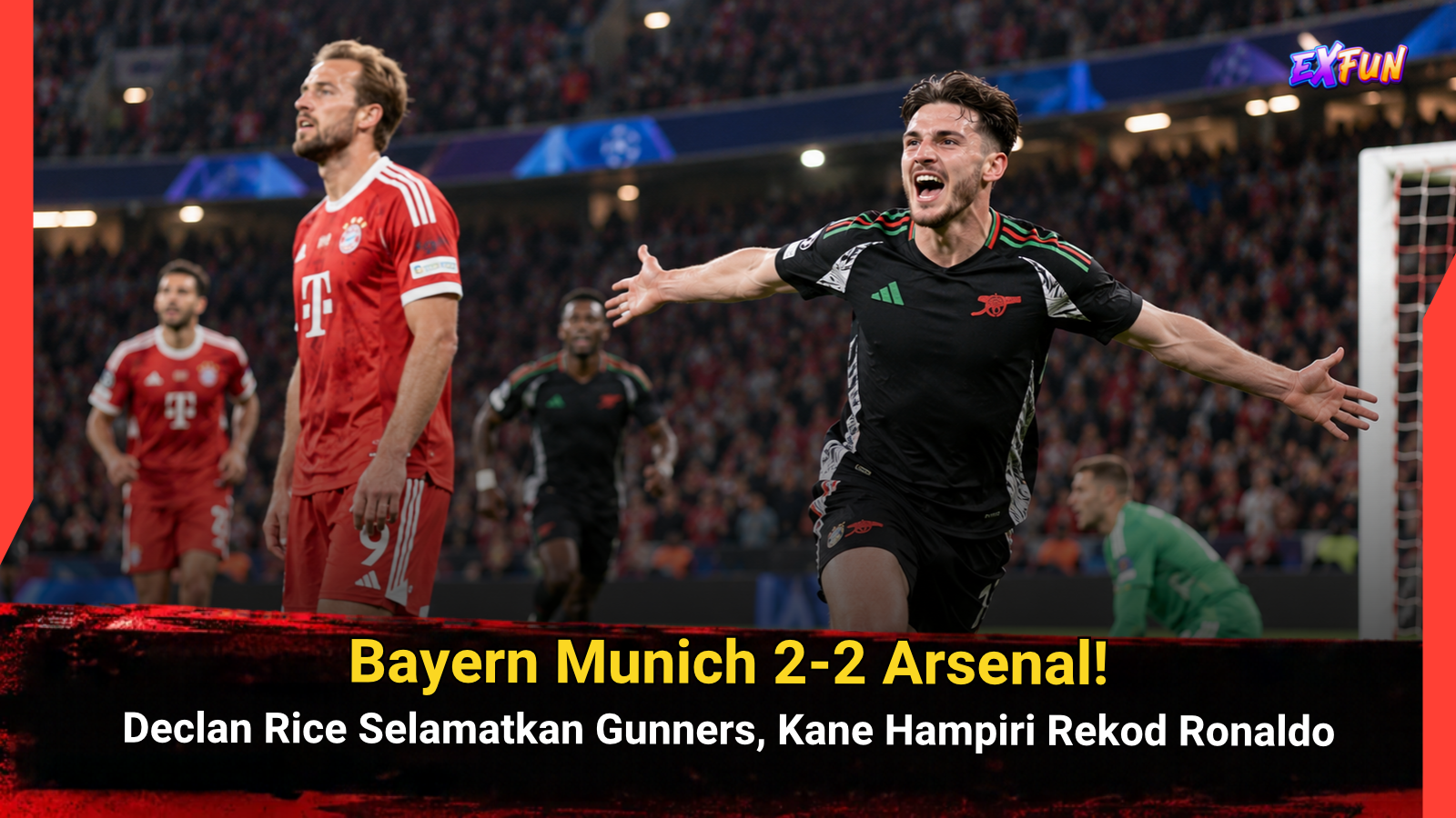 Bayern Munich vs Arsenal 2-2: Rice Selamatkan Gunners