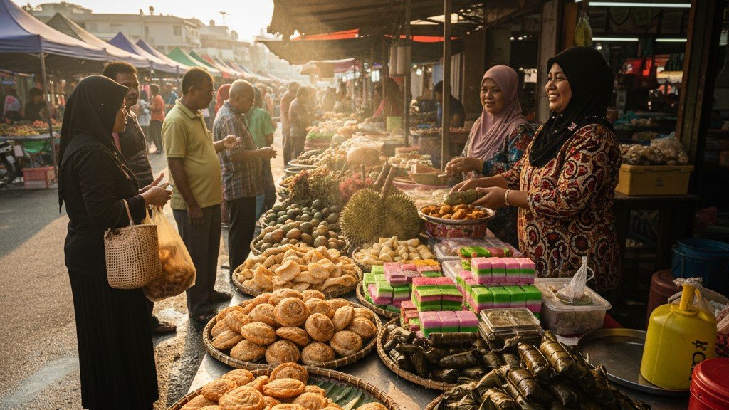 malaysian-roadside-stall-selling-traditional-kuih-muih