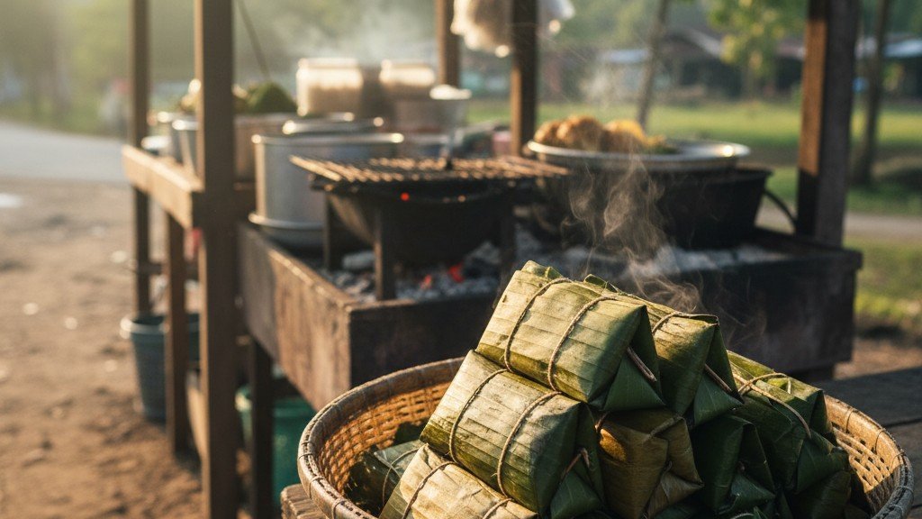 traditional-malaysian-roadside-nasi-lemak-bungkus-wrapped-in-banana-leaf