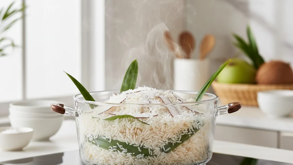 luxury-nasi-lemak-basmati-rice-steaming