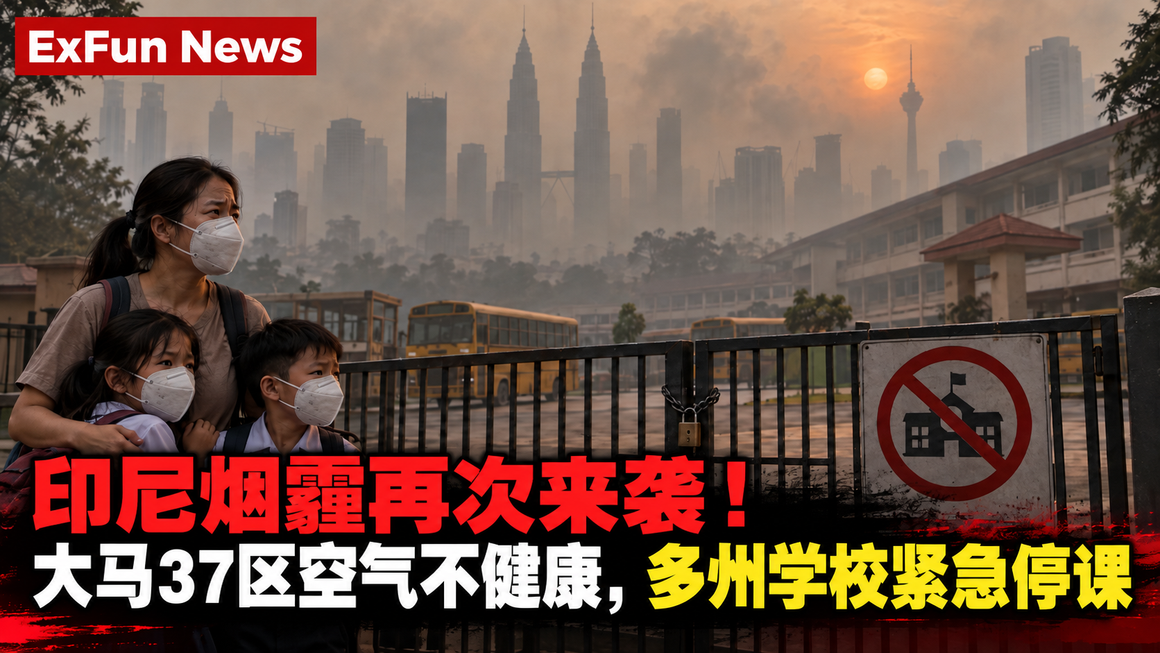 ExfunCity News | 印尼烟霾再次来袭！大马37区空气不健康，多州学校紧急停课