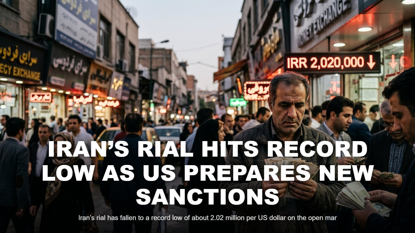 Iran Rial Hits Record Low as US Prepares New Sanctions