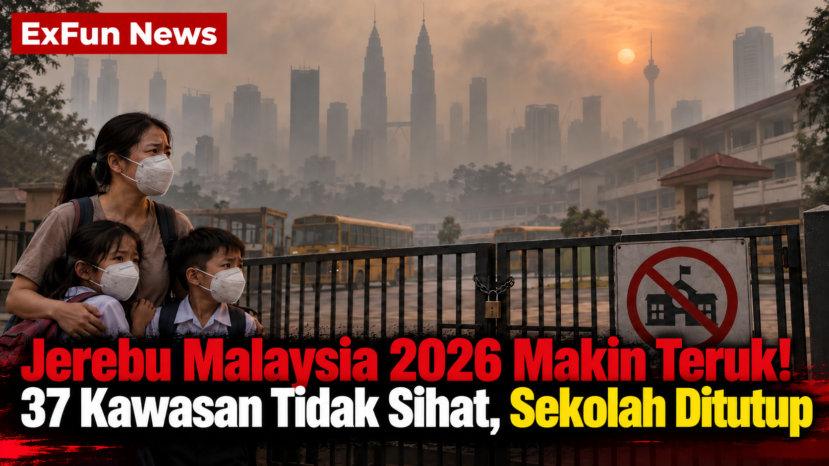 ExfunCity News | Jerebu Malaysia 2026 Makin Teruk! 37 Kawasan Tidak Sihat, Sekolah Ditutup