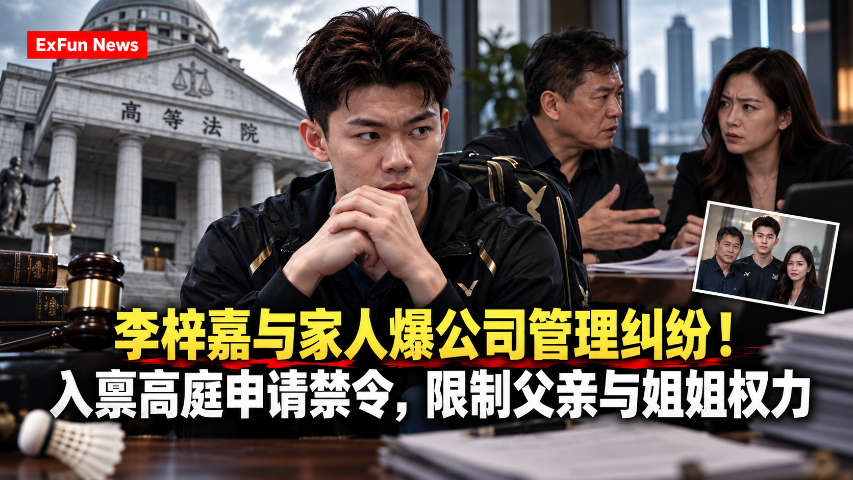 李梓嘉家族纠纷2026：高庭申请禁令限制父姐公司权力，90%股权争议最新进展 | ExFunCity News