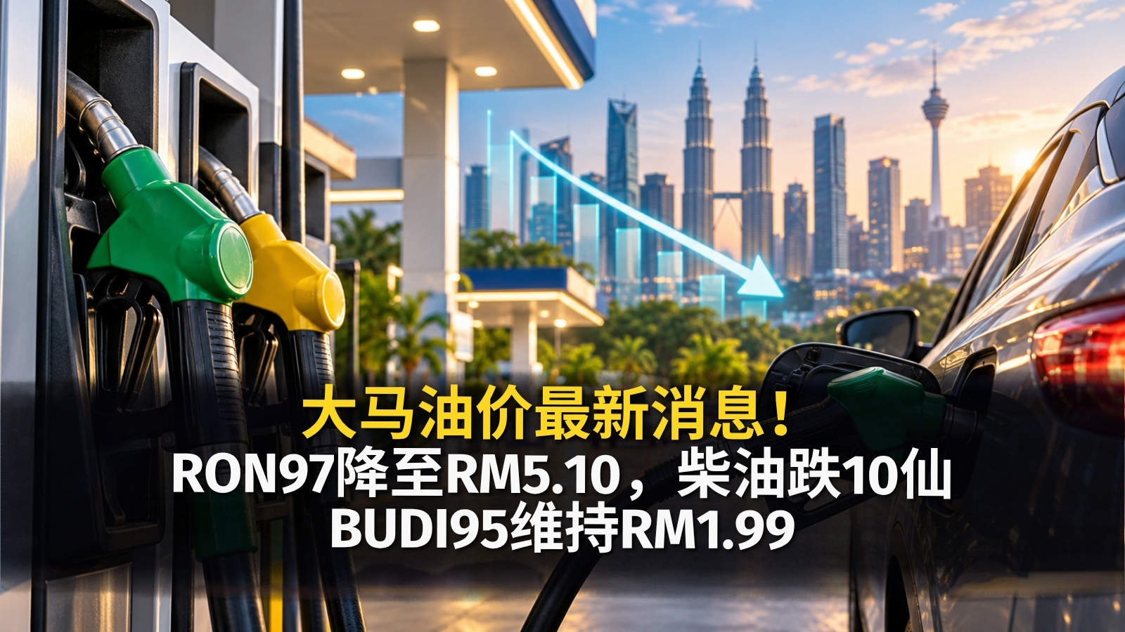 马来西亚油价2026：RON97降至RM5.10，BUDI95维持RM1.99｜ExFunCity News