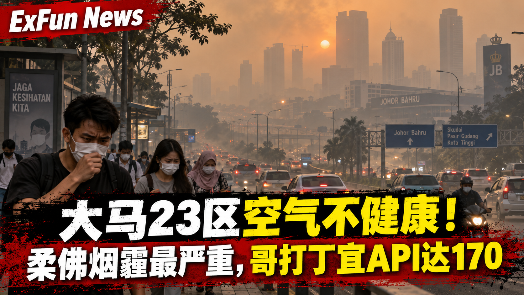 大马23区空气不健康！柔佛烟霾最严重，哥打丁宜API达170，10月12日最新消息 | ExFunCity News