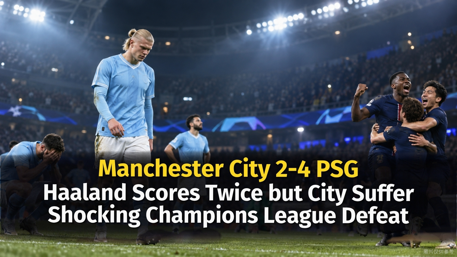 Manchester City vs PSG 2-4: Haaland Double Not Enough
