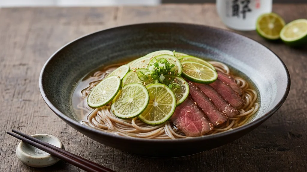 fusion-soba-toppings-wagyu-and-sudachi-lime