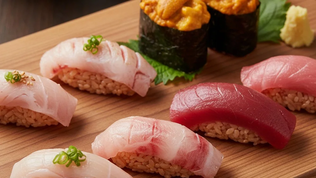high-quality-toro-and-uni-nigiri-sushi-pieces-on-traditional-wooden-geta