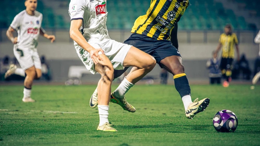 Villarreal players in first half action