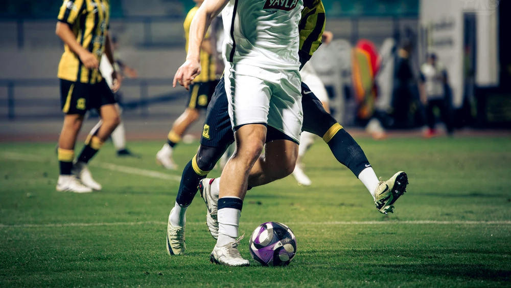 Villarreal players in first half action