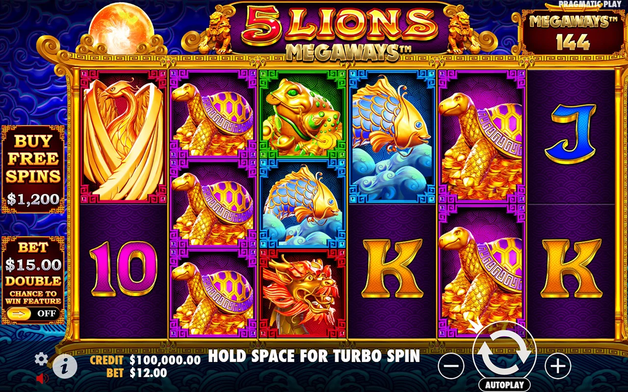 5 Lions Megaways slot game by Pragmatic Play