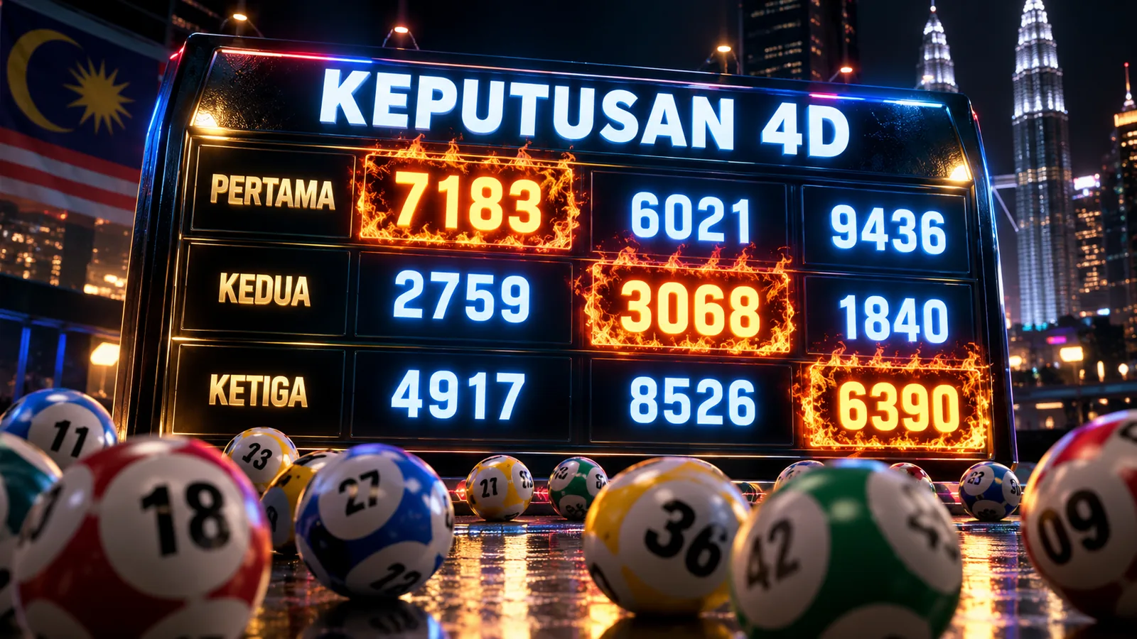 Papan keputusan 4D Malaysia dengan nombor panas dan dingin