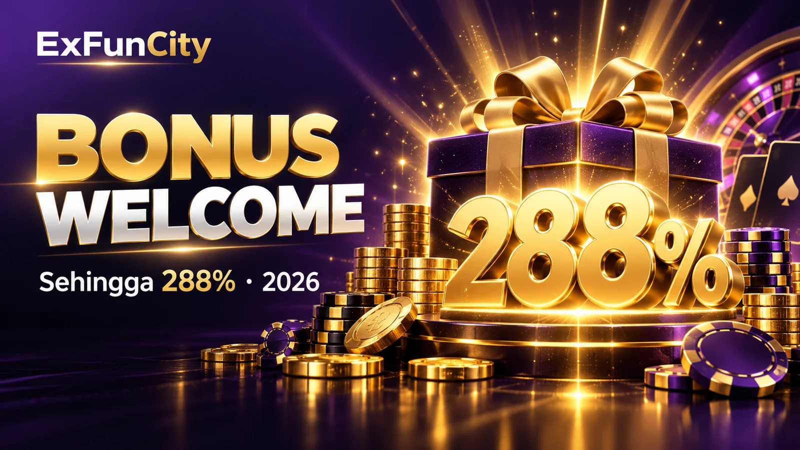 Bonus Welcome Tertinggi Kasino Malaysia 2026 (100–288%) | ExFunCity