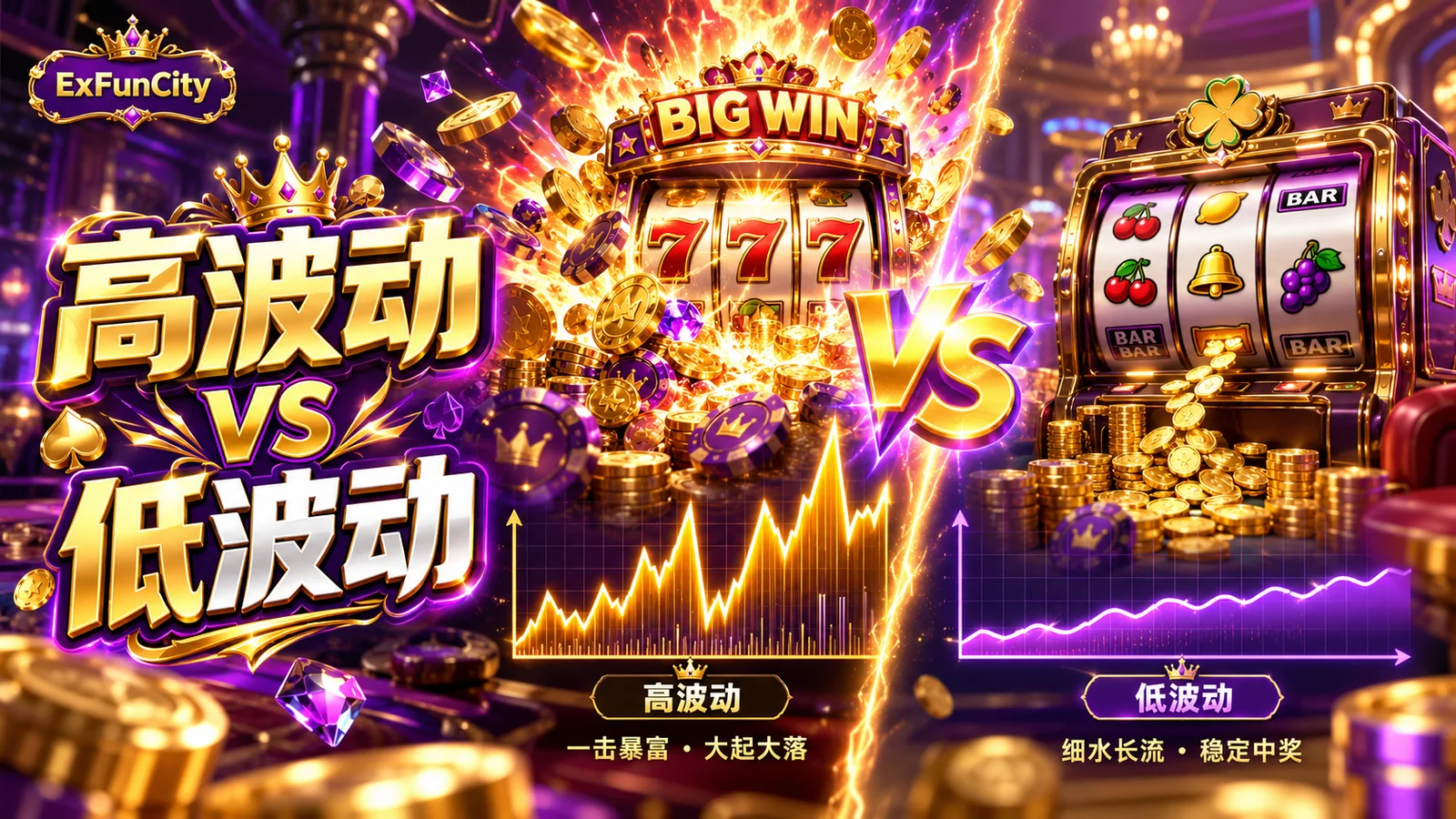 高波动 vs 低波动老虎机怎么选 | ExFunCity