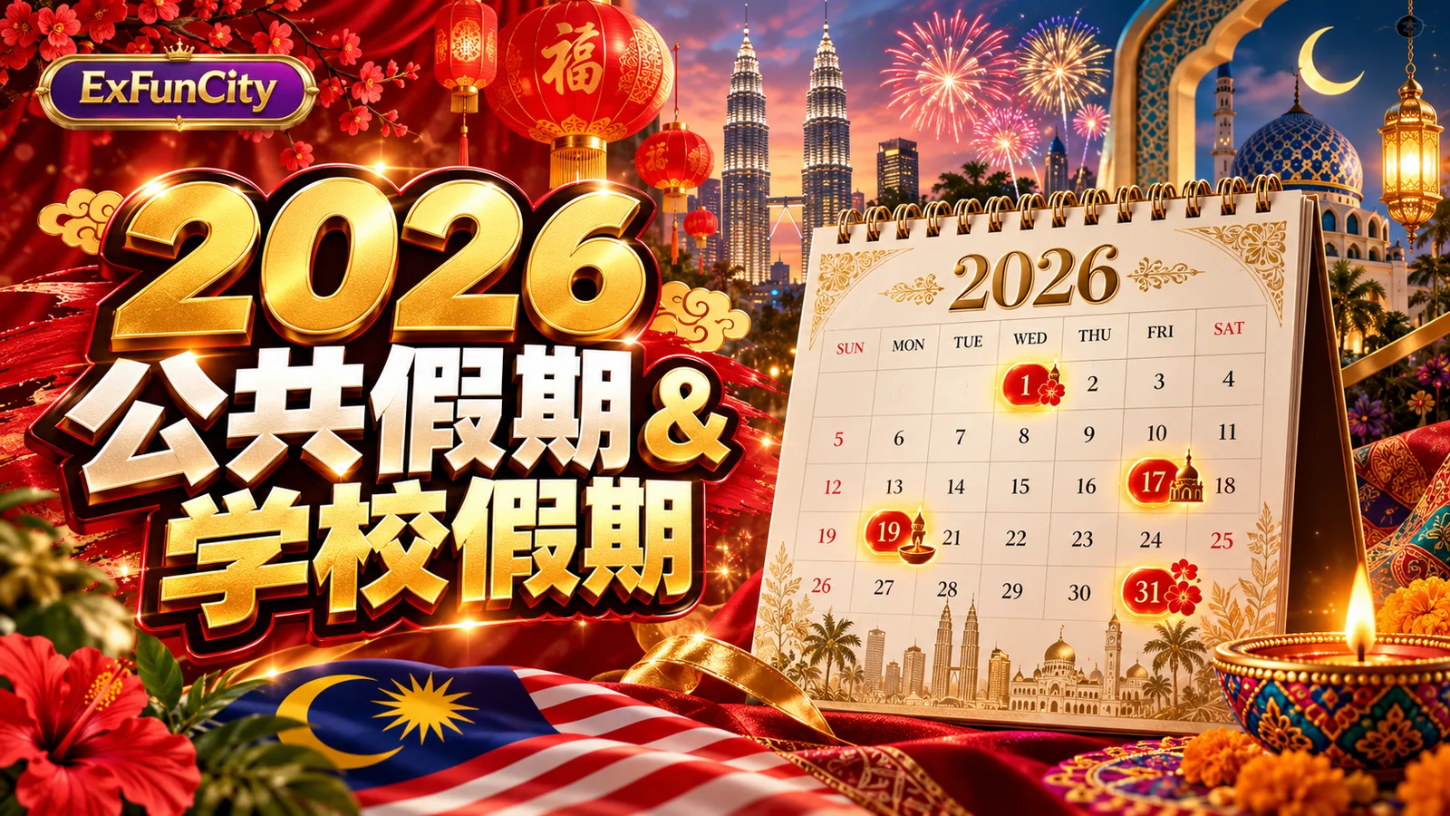 马来西亚 2026 公共假期 & 学校假期一览 | ExFunCity