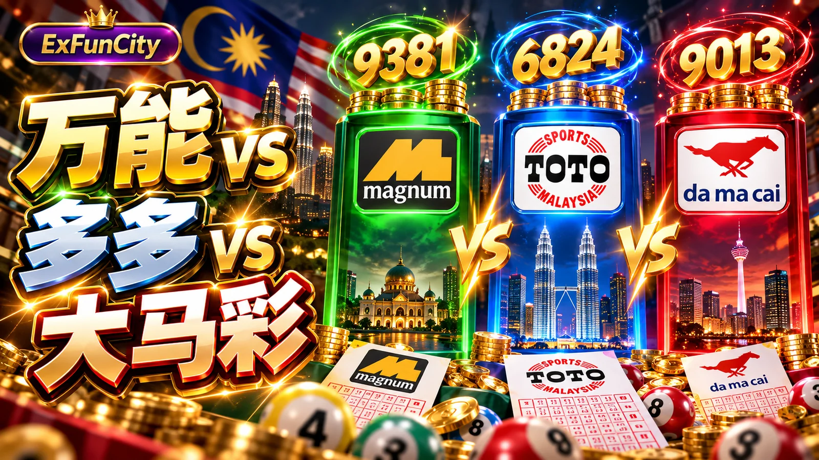 万能 vs 多多 vs 大马彩：开彩时间与奖金对比 | ExFunCity