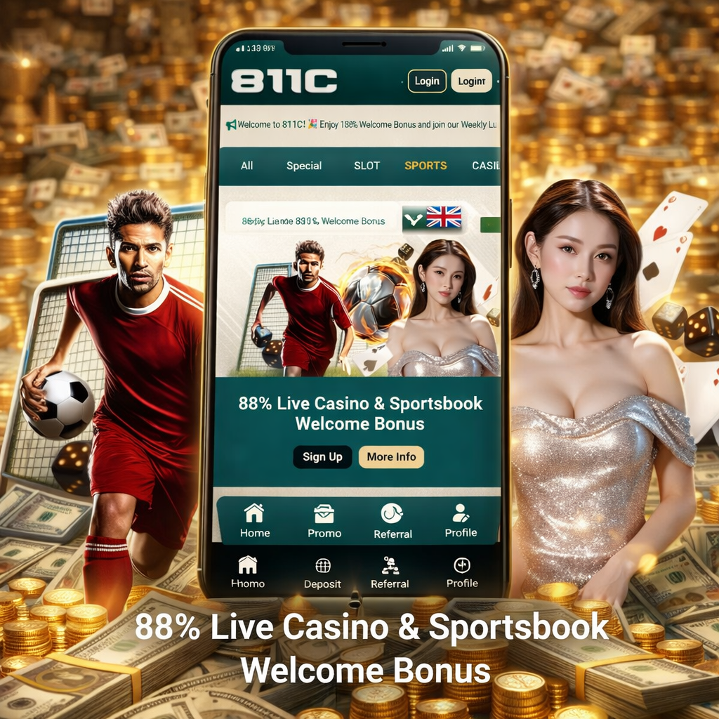 811C 88 percent Live Casino and Sportsbook Welcome Bonus