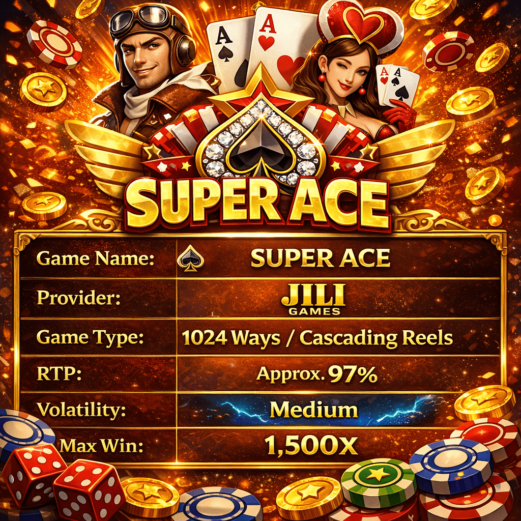 JILI Super Ace Slot Game Stats: 97% RTP, 1024 Ways, and 1500x Max Win